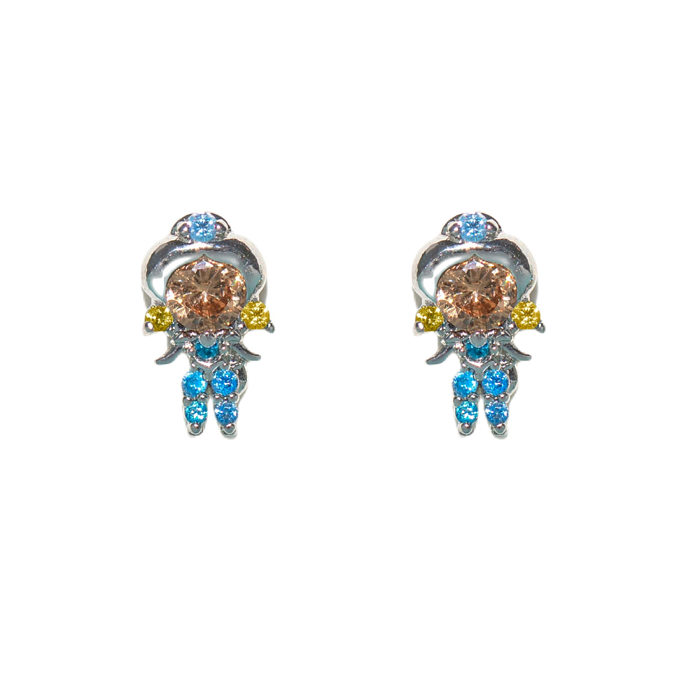 1 Pair Cute Modern Style Cartoon Character Inlay Copper Zircon Ear Studs