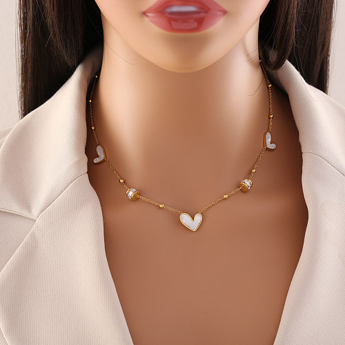 Estilo simples formato de coração chapeamento de aço inoxidável pulseiras banhadas a ouro colar