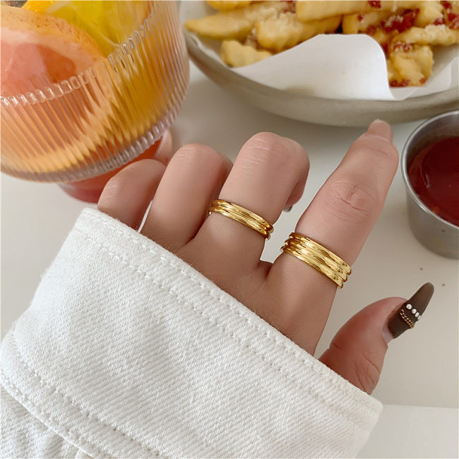 Simple Style Solid Color Titanium Steel Plating Gold Plated Rings