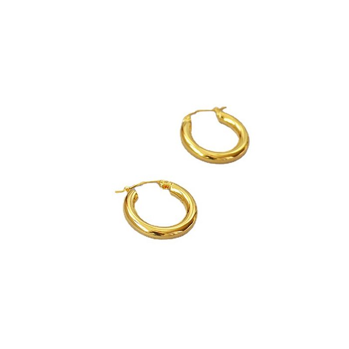 1 Pair Simple Style Geometric Solid Color Plating Copper Gold Plated Hoop Earrings
