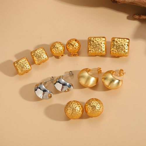 1 paire de clous d'oreilles en cuivre plaqué or 14 carats, Style classique, placage géométrique