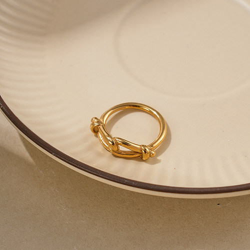 Großhandel lässig moderner Stil einfacher Stil runder Edelstahl-Überzug vergoldete Ringe