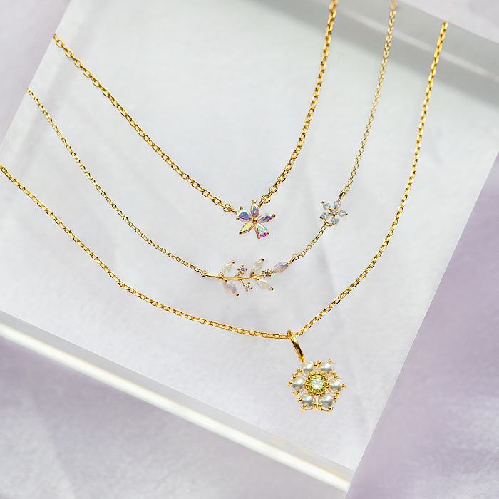 Fashion Beautiful Flower Summer New Clavicle Chain Accessories Copper Necklace Wholesale