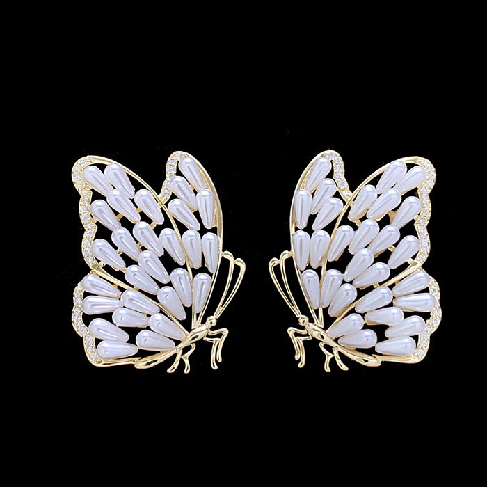 1 par de brincos de cobre borboleta estilo clássico feminino