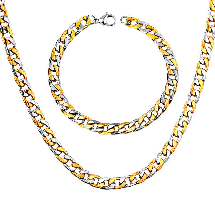 Fashion Geometric Stainless Steel Plating Bracelets Necklace 1 Set