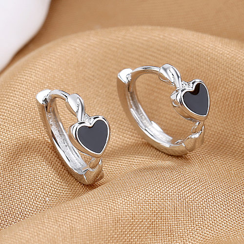 1 Pair Fashion Heart Shape Copper Enamel Earrings