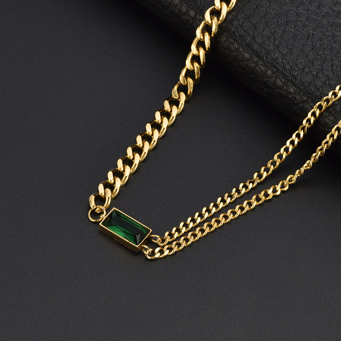 Streetwear Quadratische Titanstahlbeschichtung Inlay Künstlicher Diamant Armbänder Ohrringe Halskette