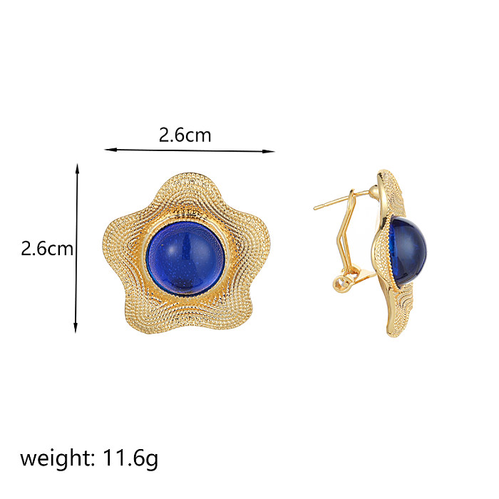 1 Pair Fairy Style Flower Plating Copper 18K Gold Plated Ear Studs
