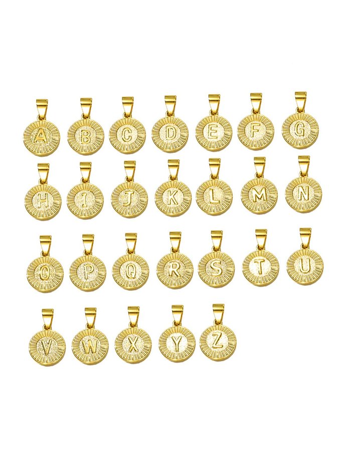 Lässige Streetwear-Anhänger-Halskette mit Buchstaben-Anhänger aus Edelstahl, verkupfert und 18 Karat vergoldet