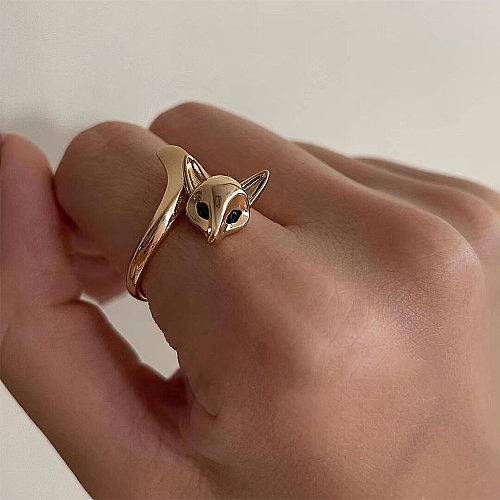 Offener Ring mit süßem Fuchs-Kupfer-Inlay und Zirkon im INS-Stil