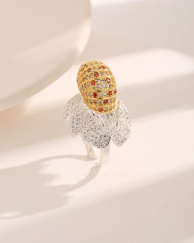Novelty Simple Style Artistic Snails Copper Plating Inlay Zircon 18K Gold Plated Open Rings