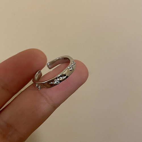IG Style Shiny Heart Shape Copper Plating Inlay Zircon Open Rings