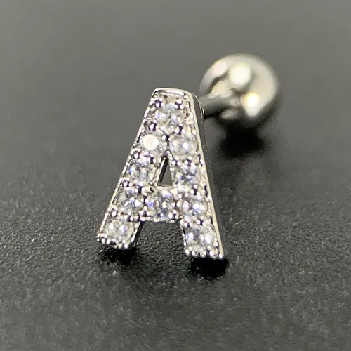1 Piece Simple Style Letter Inlay Copper Zircon Ear Studs