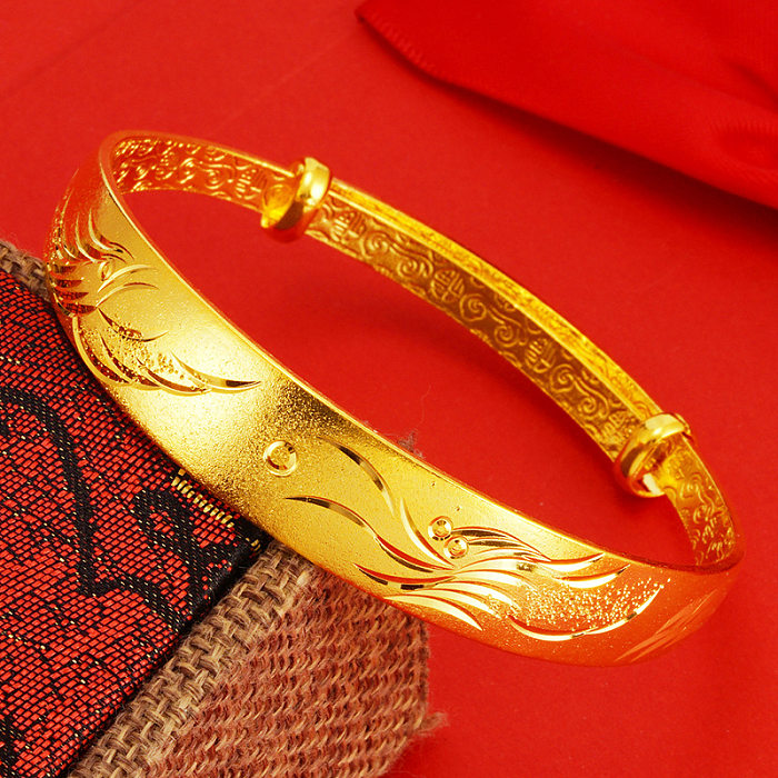 1 Piece Simple Style Flower Copper Plating Bangle