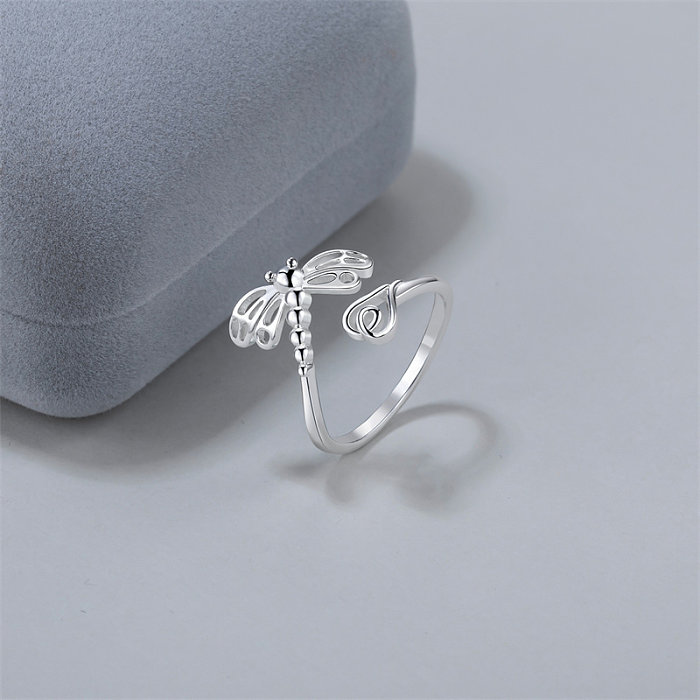Casual Simple Style Classic Style Bee Butterfly Copper Polishing Plating Silver Plated Open Rings