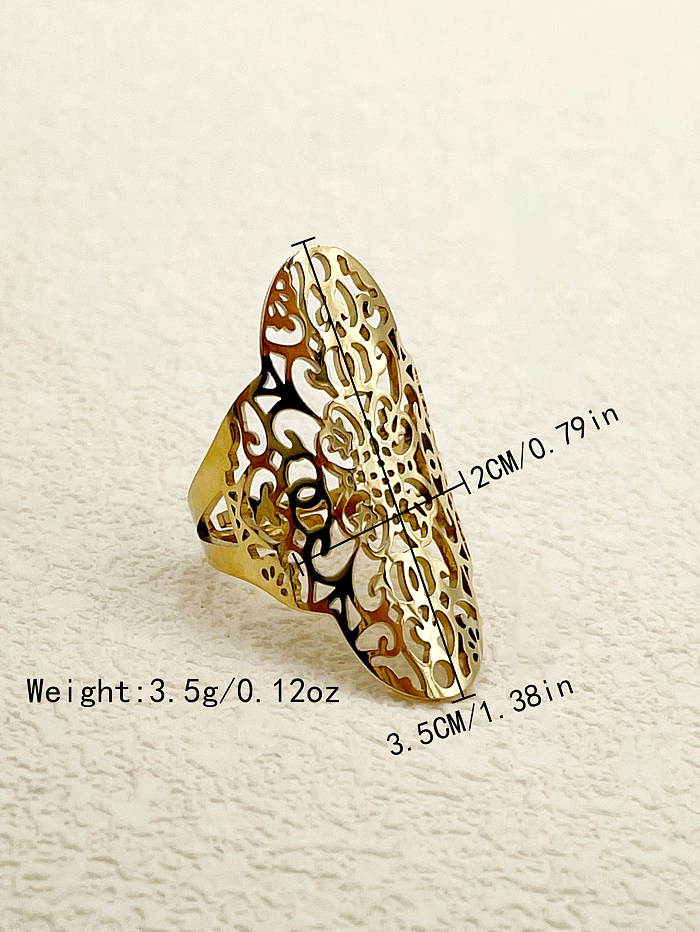 Glam Roman Style Star Tree Flower Stainless Steel Gold Plated Open Ring In Bulk