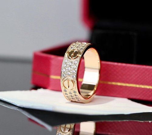 Anéis de zircão embutidos geométricos de aço inoxidável estilo clássico elegante