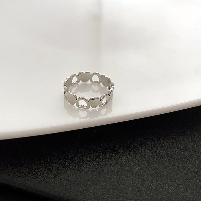 1 Piece Fashion Heart Shape Titanium Steel Plating Rings