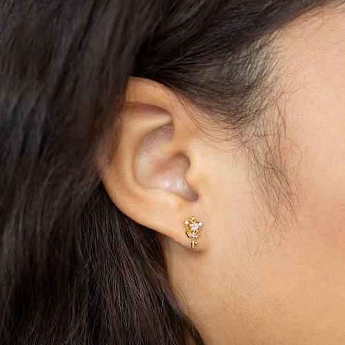 Simple Style Star Brass Ear Studs Plating Copper Earrings