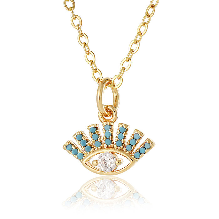 Fashion Geometric Copper Gold Plated Zircon Pendant Necklace