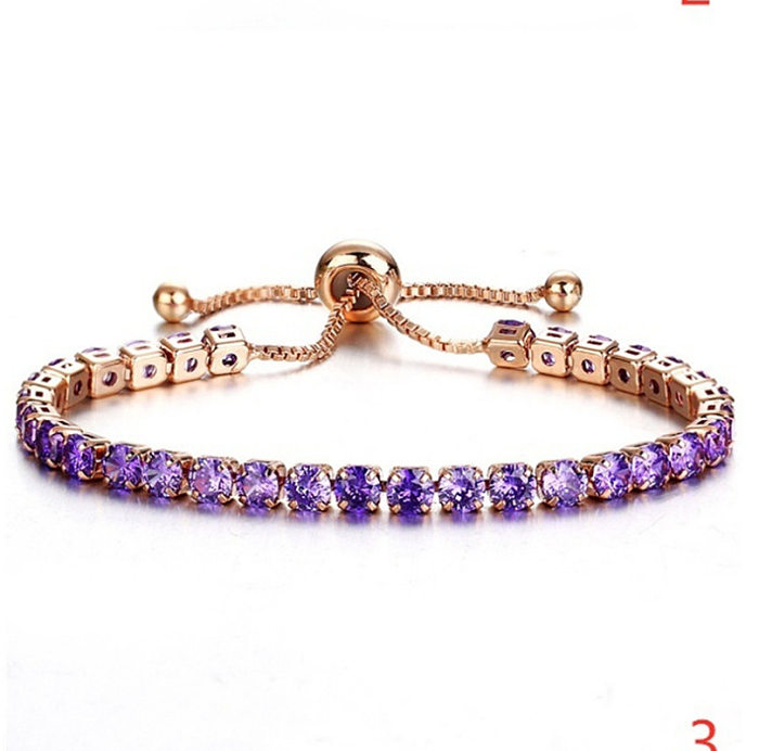 Fashion Round Copper Plating Inlay Rhinestones Bracelets 1 Piece