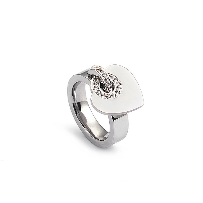 الفولاذ المقاوم للصدأ الماس على شكل قلب أزياء خاتم المجوهرات والمجوهرات بالجملة