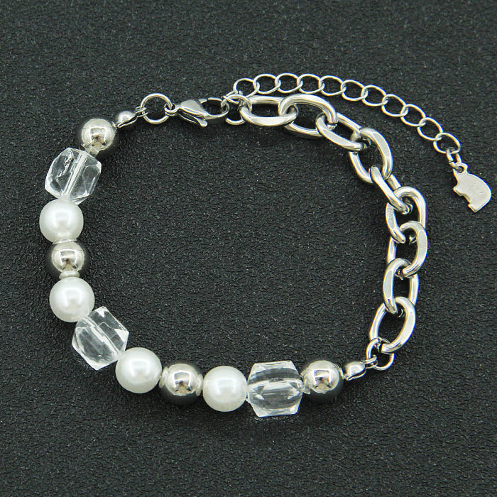 Schlichter Stil, runde Titanstahl-Perlenpolierarmbänder, Halskette, 1 Stück