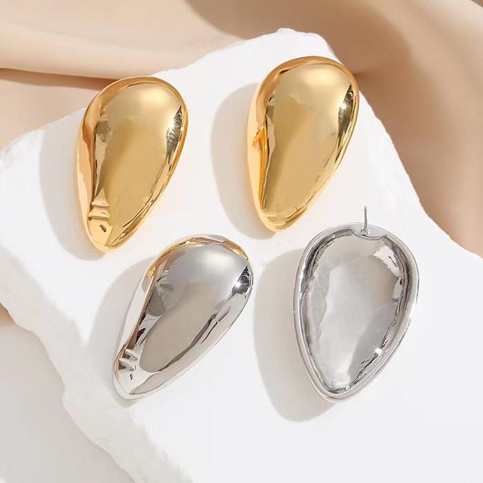 1 paire de clous d'oreilles en cuivre plaqué géométrique, Streetwear décontracté pour femmes