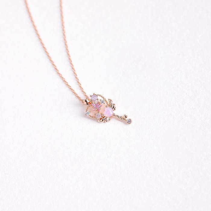 Fashion Heart Shape Copper Pendant Necklace Zircon Copper Necklaces