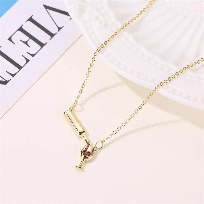 Wine Bottle Necklace Female Personality Love Diamond-encrusted Wine Bottle Goblet Clavicle Chain