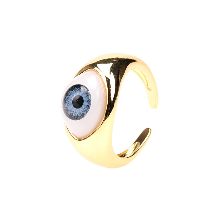 Mode Neue Devil's Eye Harz Einstellbare Kupfer Ring Großhandel schmuck