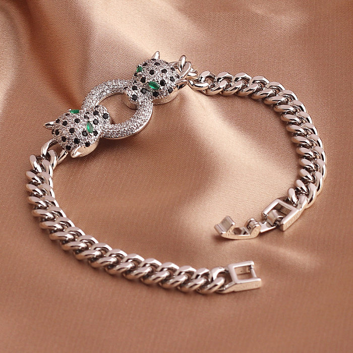 Hip-Hop Leopard Copper Inlaid Zircon Bracelets 1 Piece