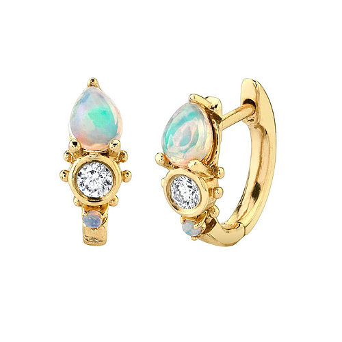 Earrings Drop-shaped Opal Earrings Diamonds Earrings