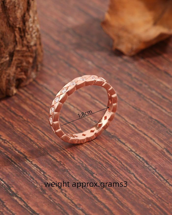 Style moderne Style Simple Style coréen Argyle cuivre placage incrustation Zircon 18K anneaux plaqués or