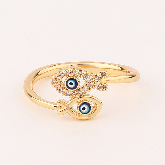 Retro Devil'S Eye Copper Rings Inlay Zircon Copper Rings