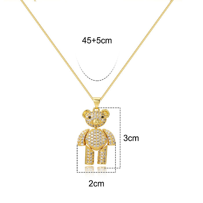 Einfache Halskette mit Bären-Kupfer-Zirkon-Anhänger in loser Schüttung
