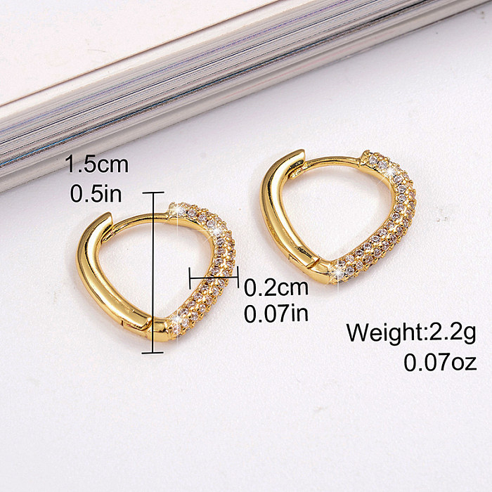 1 Pair Casual Simple Style Triangle Plating Inlay Copper Zircon 18K Gold Plated Earrings