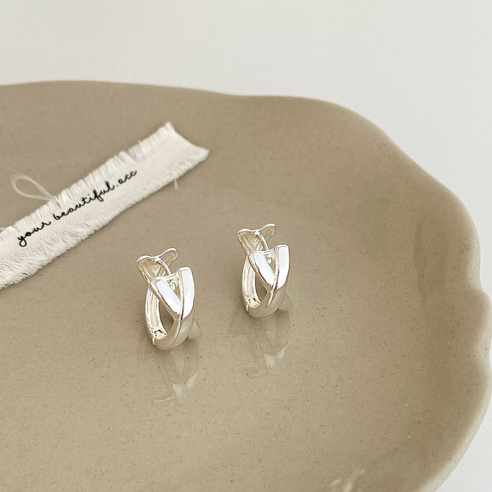 1 Pair IG Style Sweet Geometric Inlay Copper Zircon Earrings