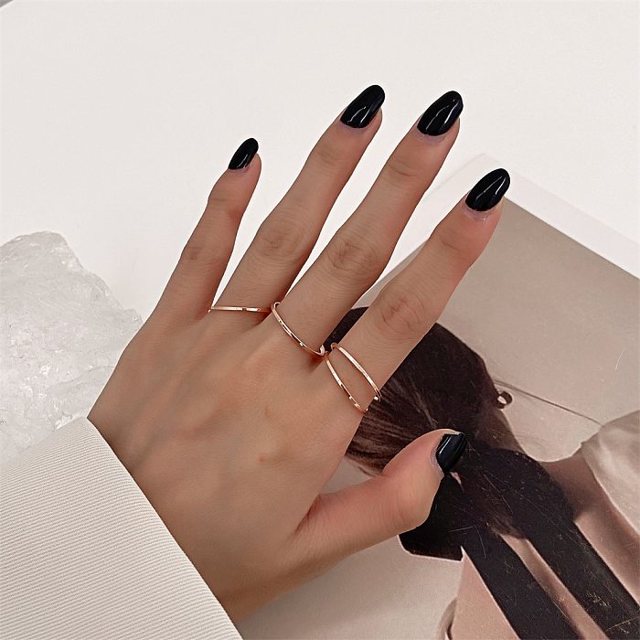 Simple Style Solid Color Copper Plating 14K Gold Plated Rings