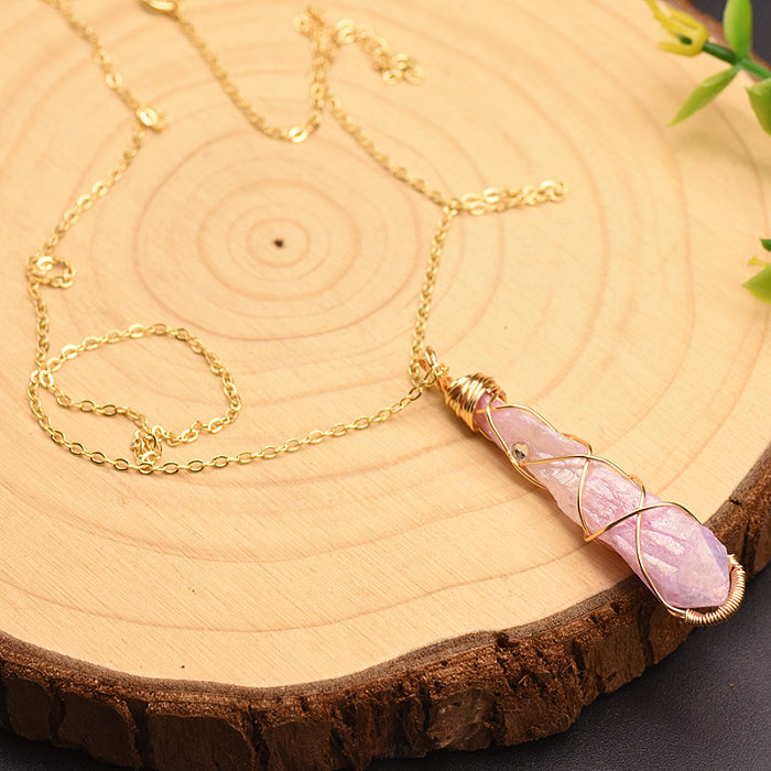 Retro Water Droplets Copper Plating Gold Plated Pendant Necklace