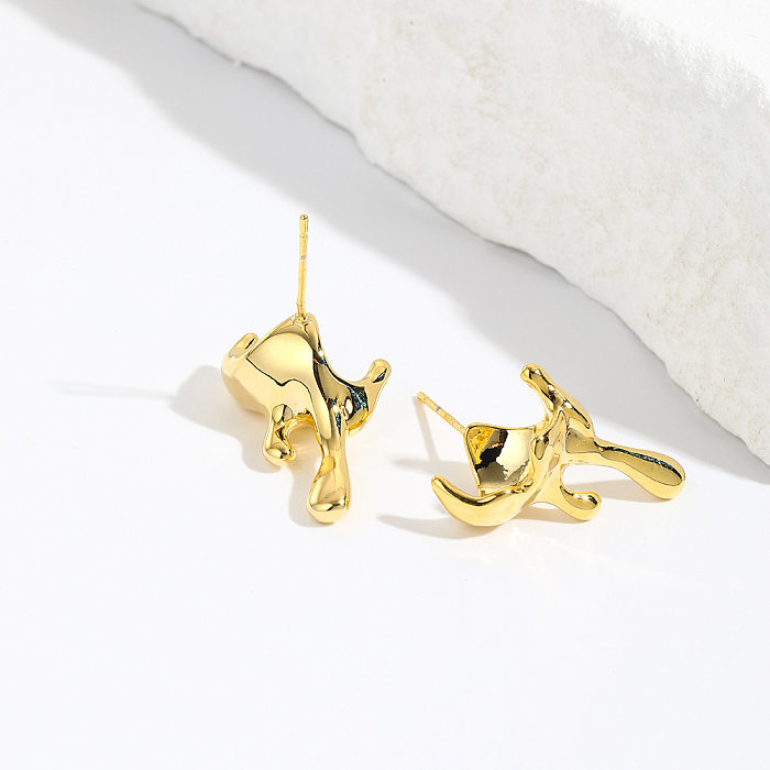 1 Pair Retro Simple Style Irregular Solid Color Plating Brass Ear Studs