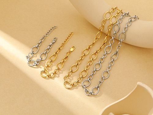 Retro Roman Style Geometric Stainless Steel Plating Bracelets Necklace