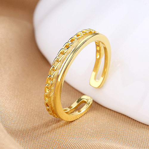 Simple Style Geometric Copper Polishing Chain Open Ring