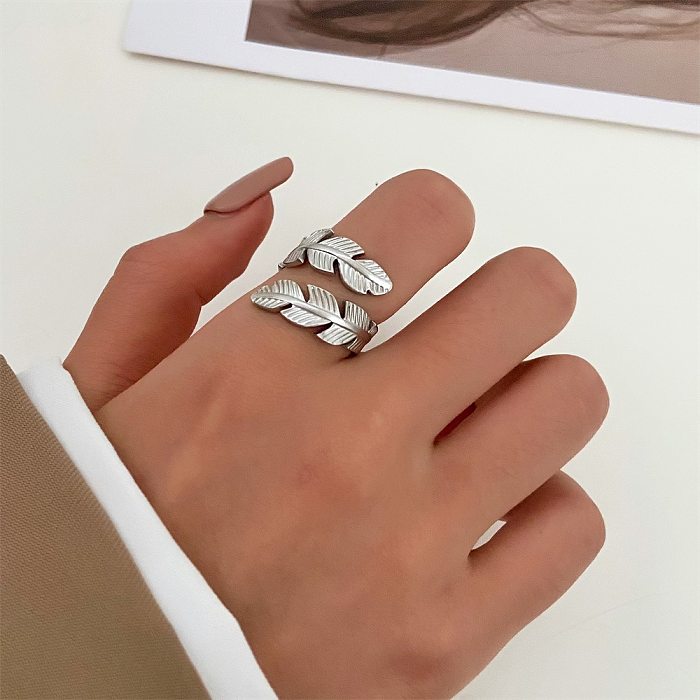 Simple Style Leaves Copper Open Ring 1 Piece