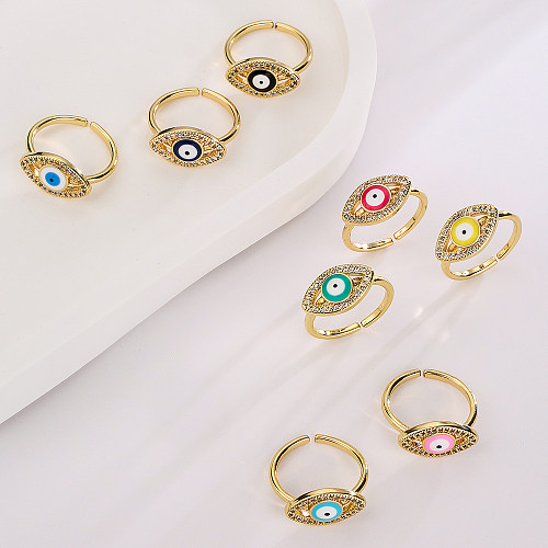 Fashion Devil's Eye Kupfer vergoldeter Zirkon offener Ring 1 Stück