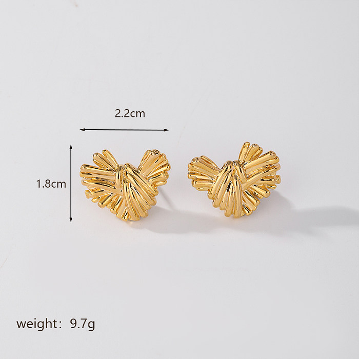1 Pair Casual Vintage Style Grid Plating Copper 18K Gold Plated Ear Studs