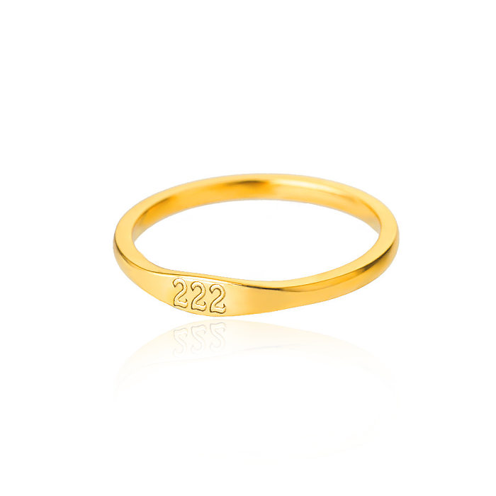 Anéis de ouro incrustados de aço inoxidável com número de estilo simples de 1 peça