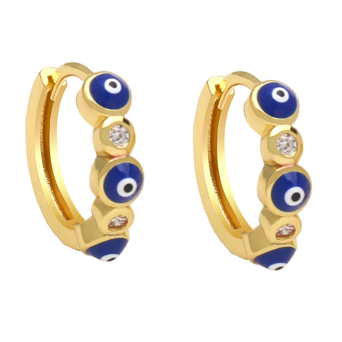 Fashion Eye Copper Ohrringe Emaille Vergoldete Zirkon-Kupfer-Ohrringe