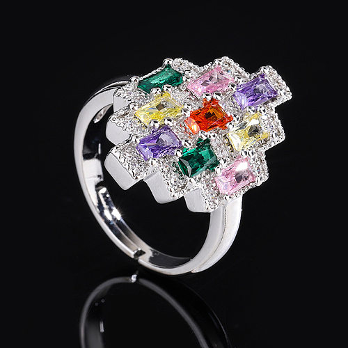 Elegant Retro Geometric Copper Zircon Rings In Bulk