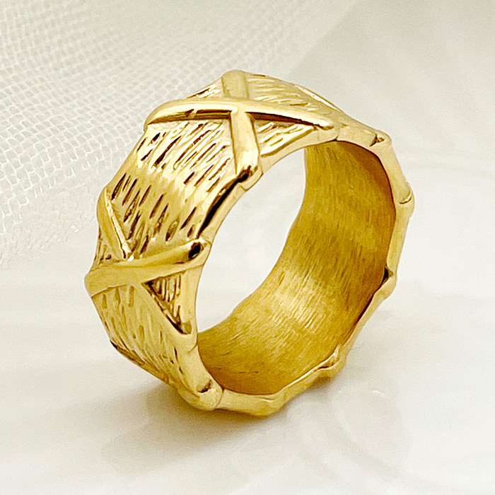 Anéis banhados a ouro de aço inoxidável retrô de cor sólida a granel